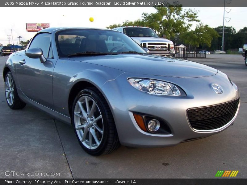 Liquid Silver Metallic / Black 2009 Mazda MX-5 Miata Hardtop Grand Touring Roadster