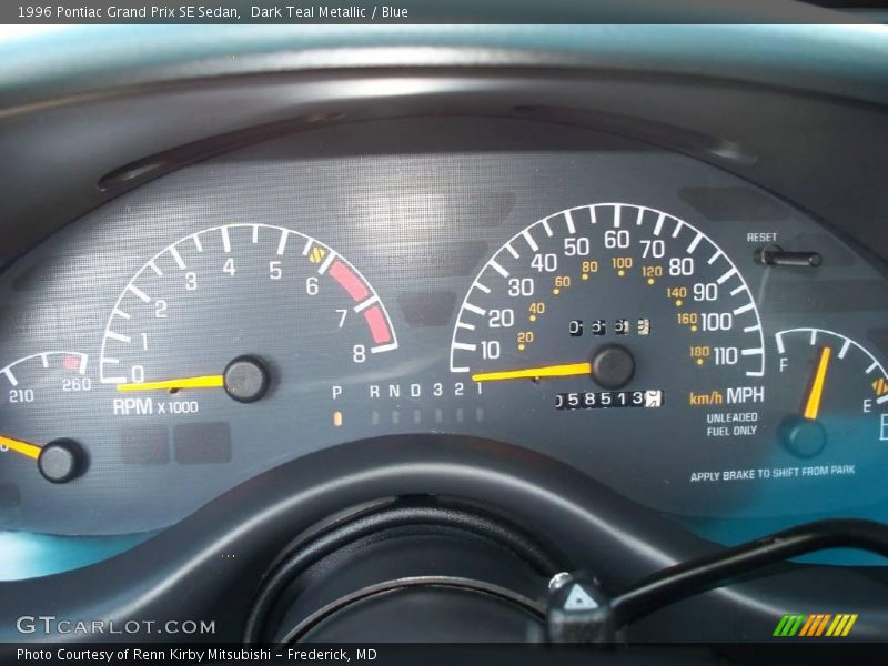 Dark Teal Metallic / Blue 1996 Pontiac Grand Prix SE Sedan