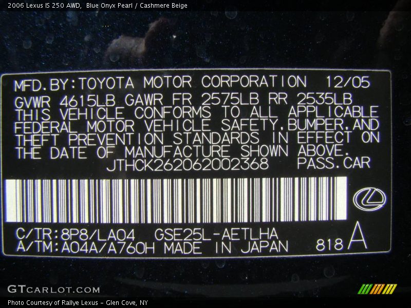 Blue Onyx Pearl / Cashmere Beige 2006 Lexus IS 250 AWD