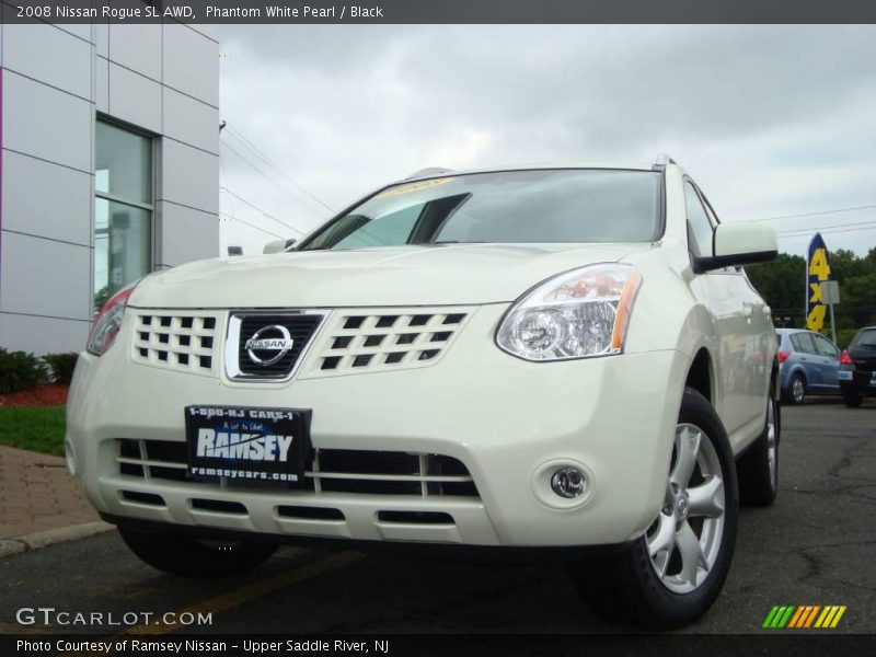 Phantom White Pearl / Black 2008 Nissan Rogue SL AWD