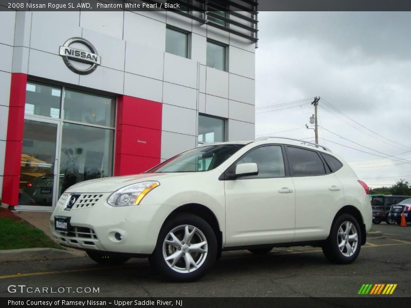Phantom White Pearl / Black 2008 Nissan Rogue SL AWD