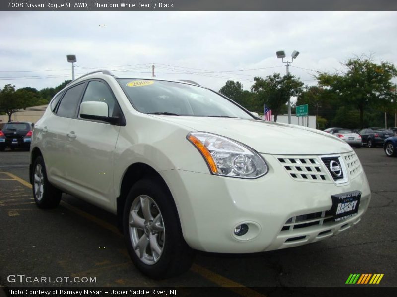 Phantom White Pearl / Black 2008 Nissan Rogue SL AWD