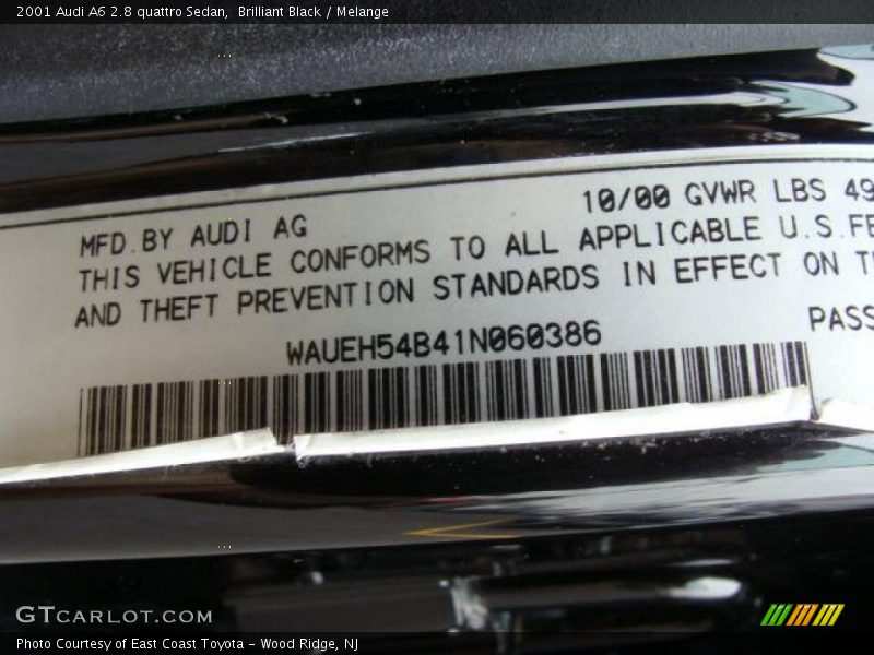 Brilliant Black / Melange 2001 Audi A6 2.8 quattro Sedan