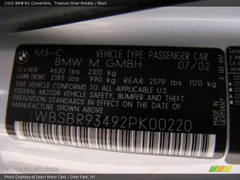 Titanium Silver Metallic / Black 2002 BMW M3 Convertible