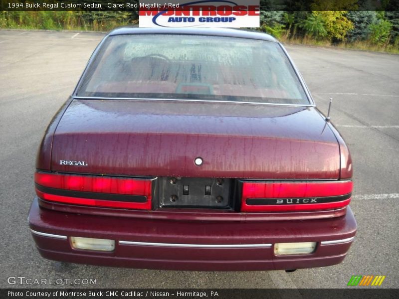 Claret Red Metallic / Red 1994 Buick Regal Custom Sedan