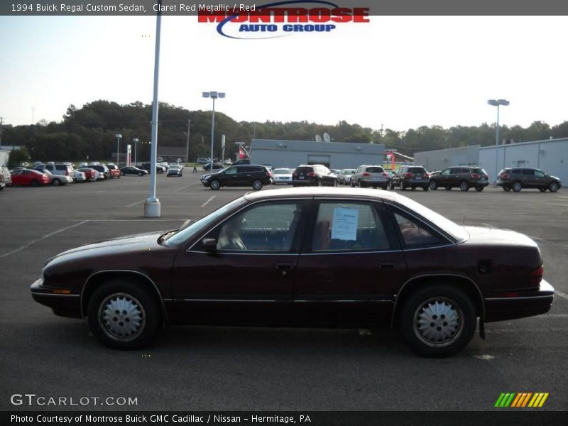 Claret Red Metallic / Red 1994 Buick Regal Custom Sedan
