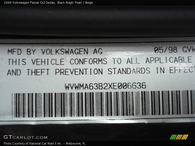 Black Magic Pearl / Beige 1999 Volkswagen Passat GLS Sedan