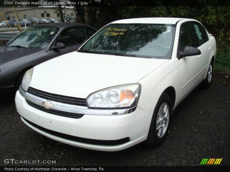 White / Gray 2005 Chevrolet Malibu LS V6 Sedan