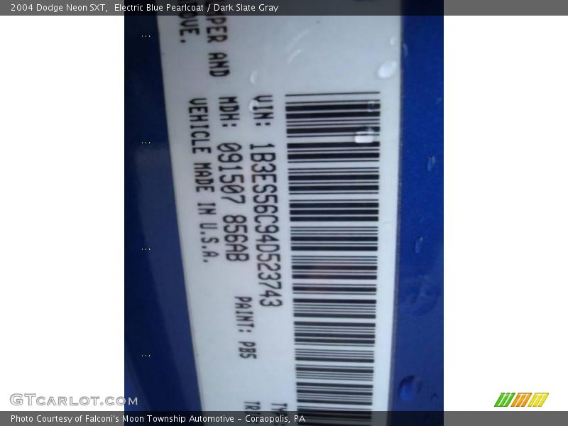 Electric Blue Pearlcoat / Dark Slate Gray 2004 Dodge Neon SXT