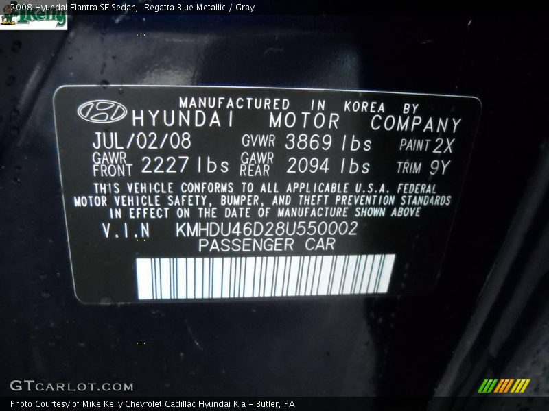 Regatta Blue Metallic / Gray 2008 Hyundai Elantra SE Sedan