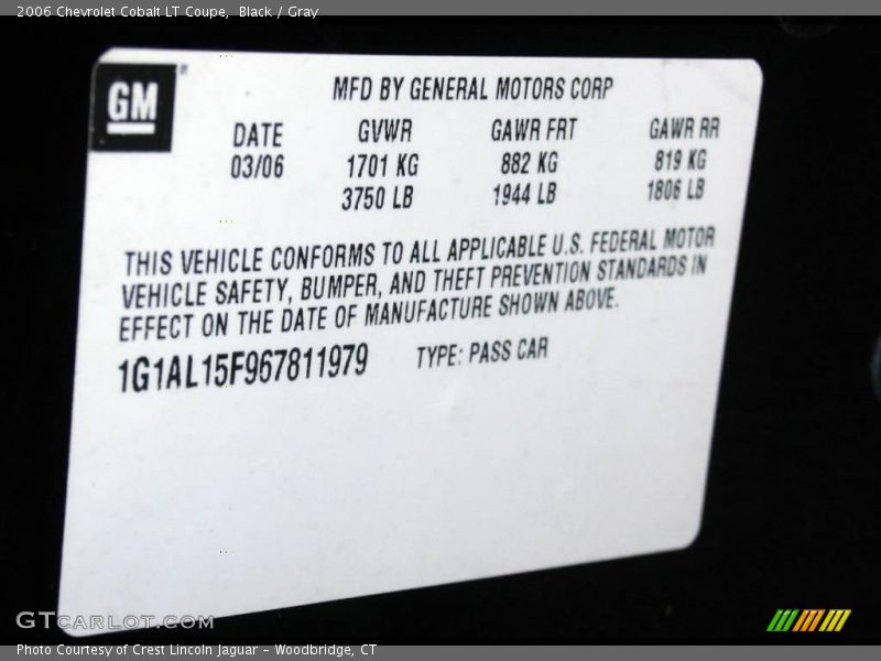 Black / Gray 2006 Chevrolet Cobalt LT Coupe