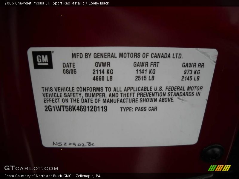 Sport Red Metallic / Ebony Black 2006 Chevrolet Impala LT