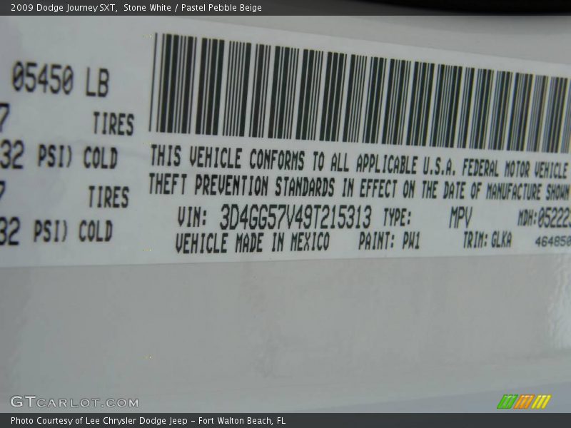 Stone White / Pastel Pebble Beige 2009 Dodge Journey SXT