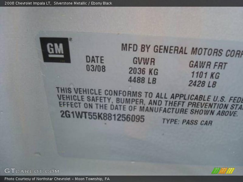 Silverstone Metallic / Ebony Black 2008 Chevrolet Impala LT