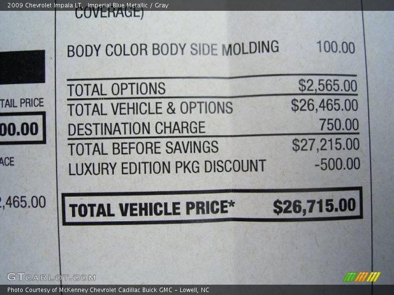 Imperial Blue Metallic / Gray 2009 Chevrolet Impala LT