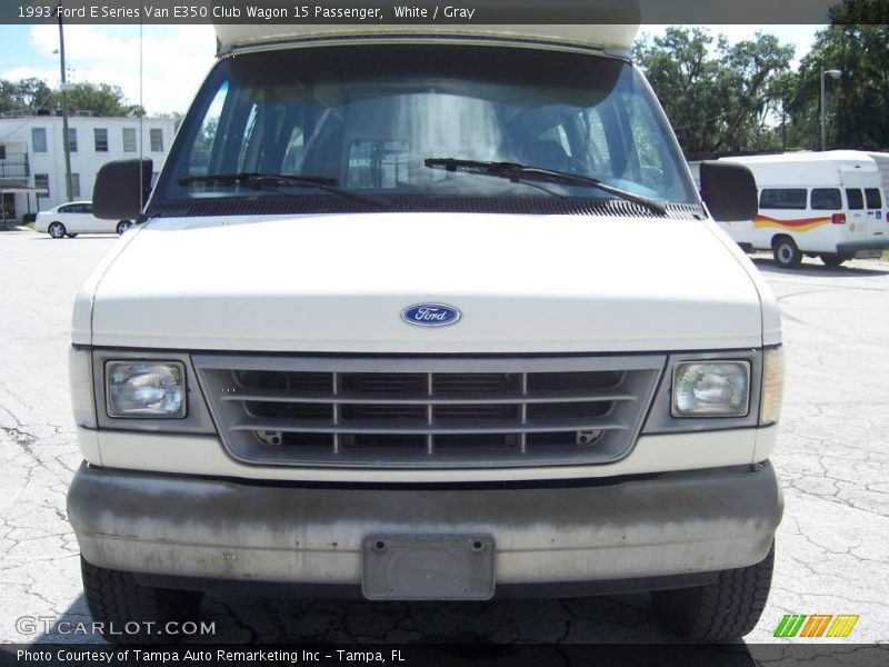 White / Gray 1993 Ford E Series Van E350 Club Wagon 15 Passenger