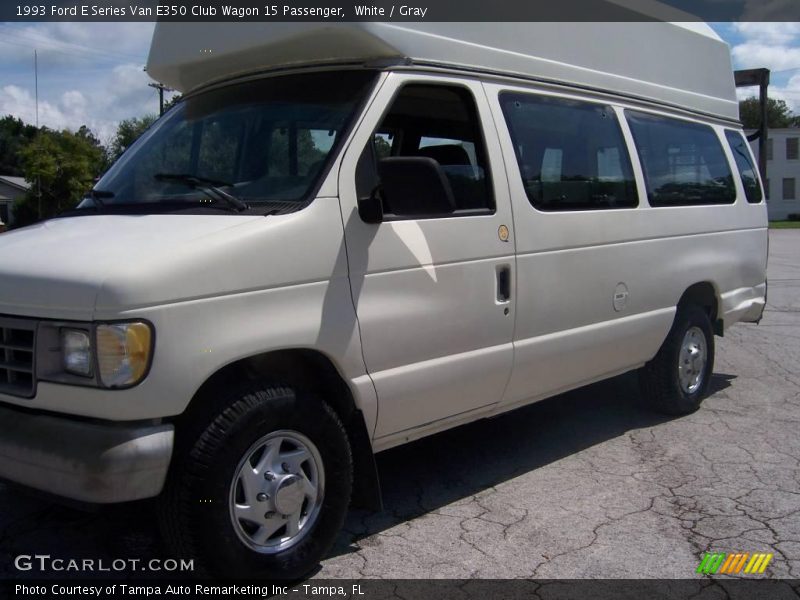White / Gray 1993 Ford E Series Van E350 Club Wagon 15 Passenger