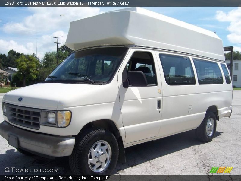 White / Gray 1993 Ford E Series Van E350 Club Wagon 15 Passenger