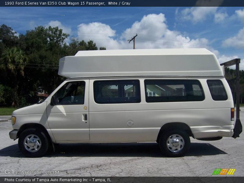 White / Gray 1993 Ford E Series Van E350 Club Wagon 15 Passenger