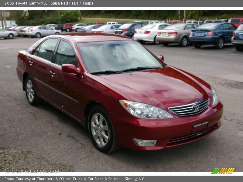 Salsa Red Pearl / Taupe 2005 Toyota Camry XLE