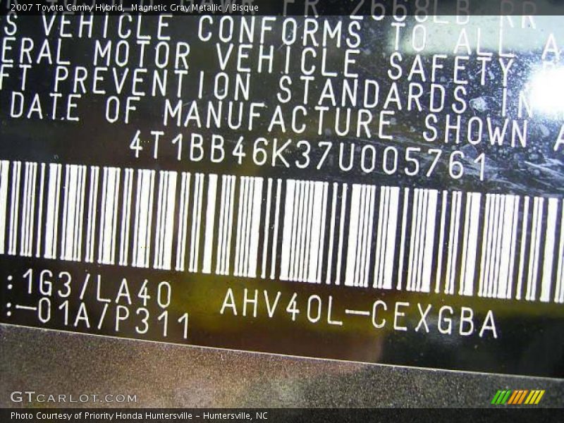 Magnetic Gray Metallic / Bisque 2007 Toyota Camry Hybrid