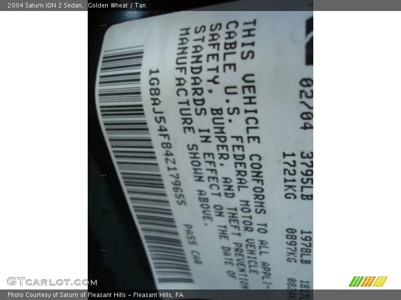 Golden Wheat / Tan 2004 Saturn ION 2 Sedan