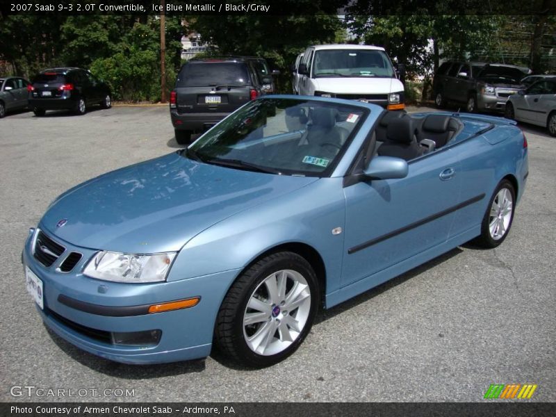 Ice Blue Metallic / Black/Gray 2007 Saab 9-3 2.0T Convertible