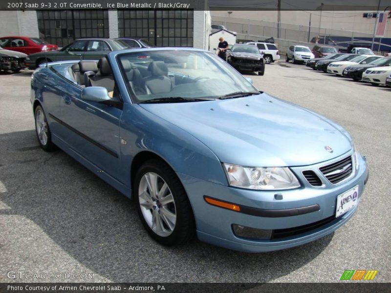 Ice Blue Metallic / Black/Gray 2007 Saab 9-3 2.0T Convertible