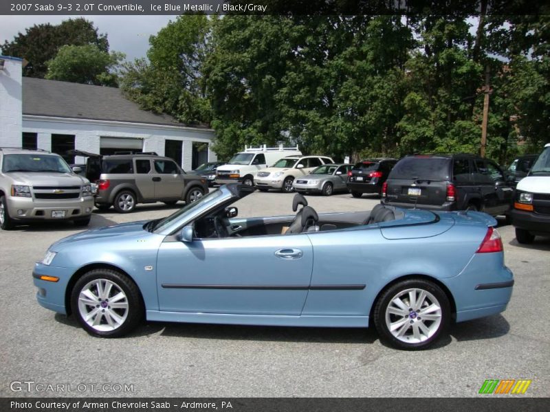 Ice Blue Metallic / Black/Gray 2007 Saab 9-3 2.0T Convertible