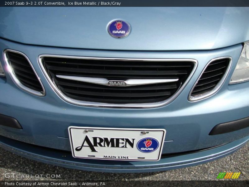 Ice Blue Metallic / Black/Gray 2007 Saab 9-3 2.0T Convertible