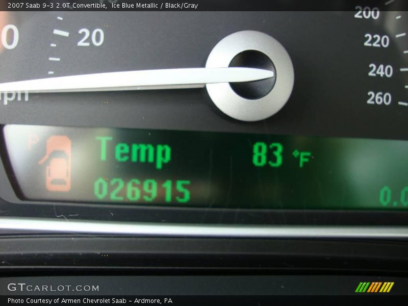 Ice Blue Metallic / Black/Gray 2007 Saab 9-3 2.0T Convertible