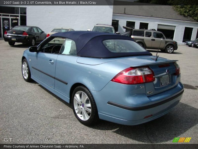 Ice Blue Metallic / Black/Gray 2007 Saab 9-3 2.0T Convertible