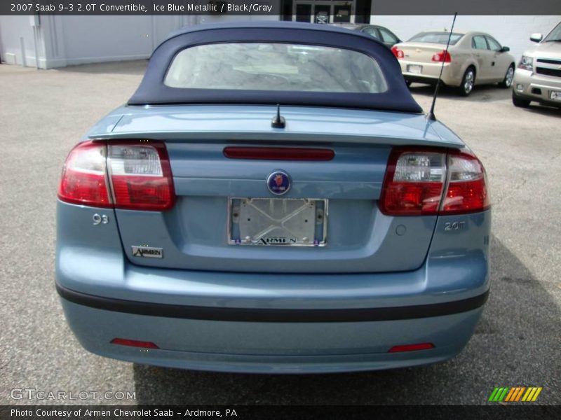 Ice Blue Metallic / Black/Gray 2007 Saab 9-3 2.0T Convertible
