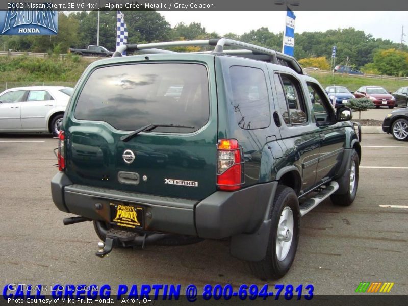 Alpine Green Metallic / Gray Celadon 2002 Nissan Xterra SE V6 4x4
