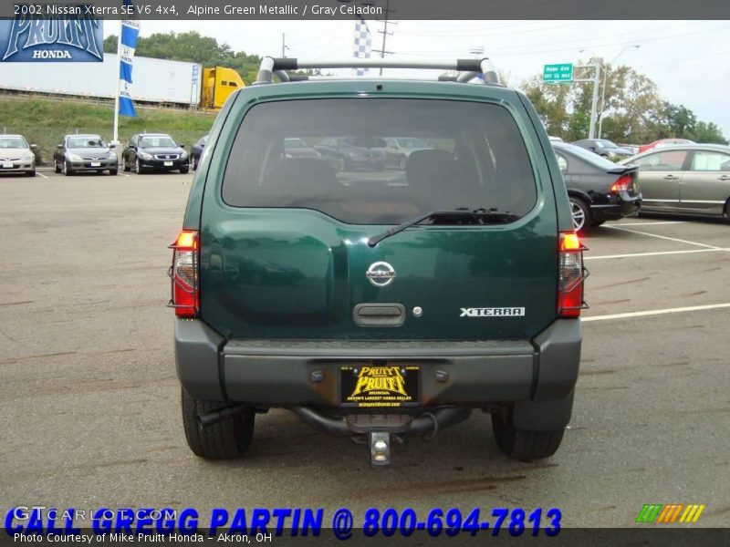 Alpine Green Metallic / Gray Celadon 2002 Nissan Xterra SE V6 4x4