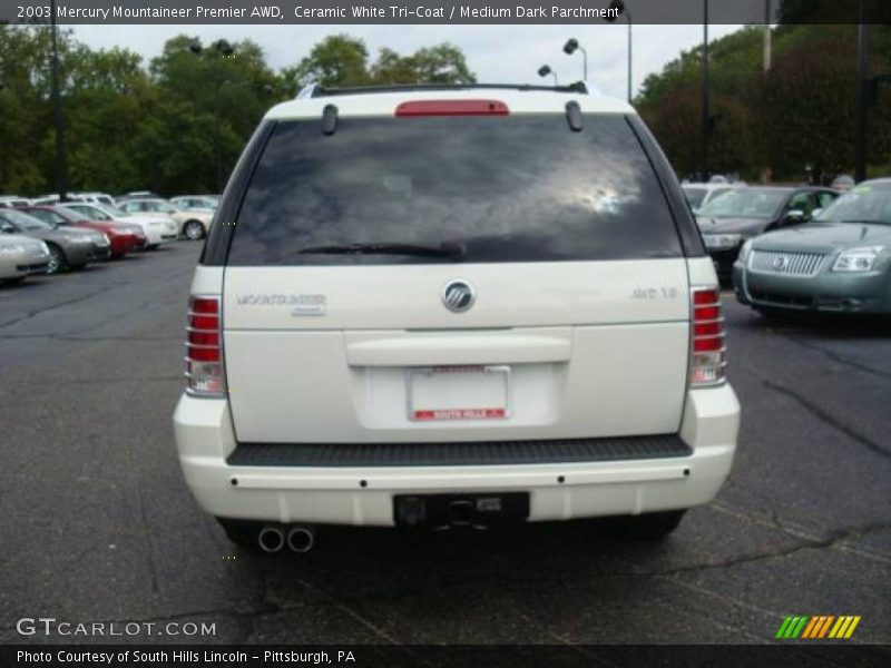 Ceramic White Tri-Coat / Medium Dark Parchment 2003 Mercury Mountaineer Premier AWD