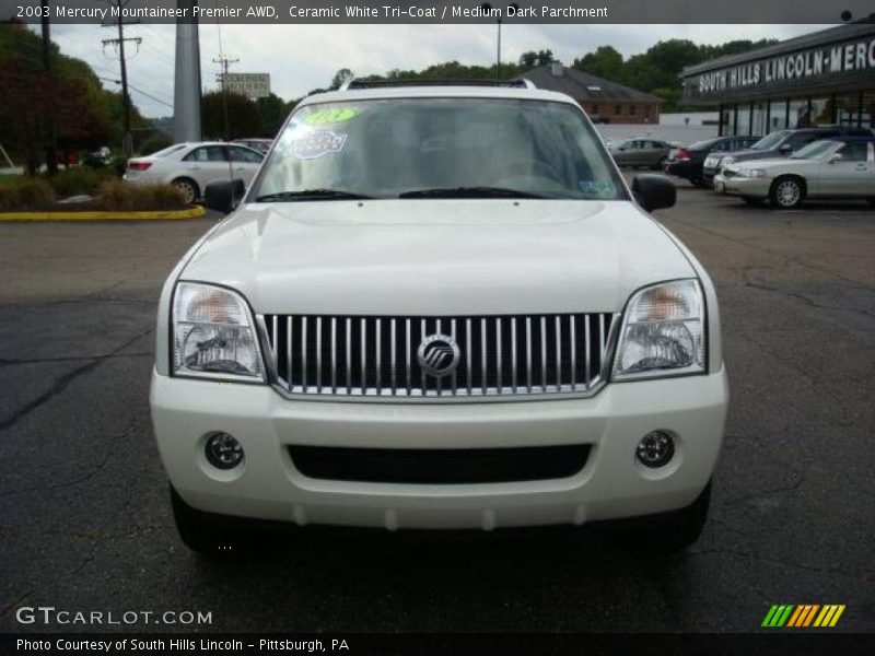 Ceramic White Tri-Coat / Medium Dark Parchment 2003 Mercury Mountaineer Premier AWD