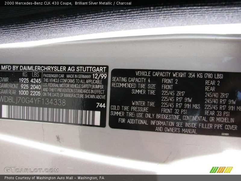 Brilliant Silver Metallic / Charcoal 2000 Mercedes-Benz CLK 430 Coupe