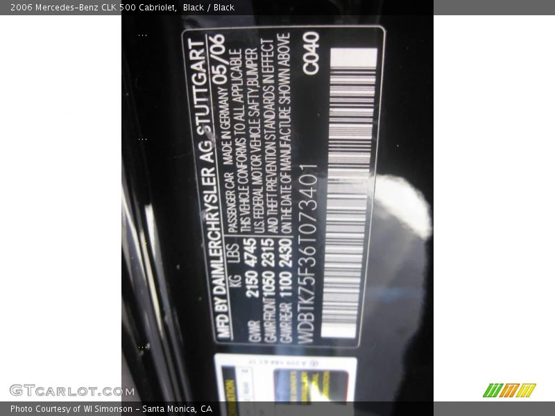 Black / Black 2006 Mercedes-Benz CLK 500 Cabriolet