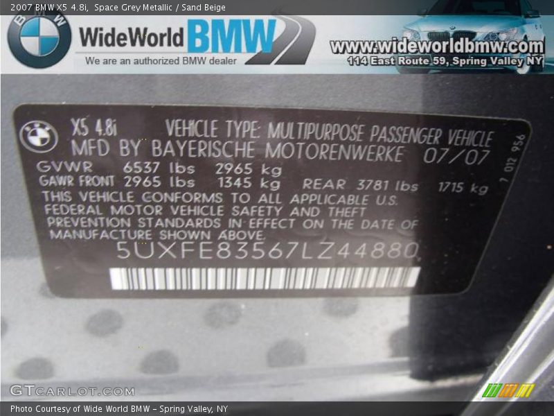 Space Grey Metallic / Sand Beige 2007 BMW X5 4.8i