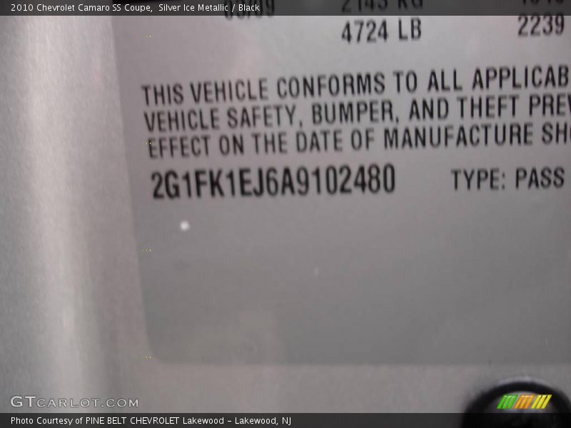 Silver Ice Metallic / Black 2010 Chevrolet Camaro SS Coupe