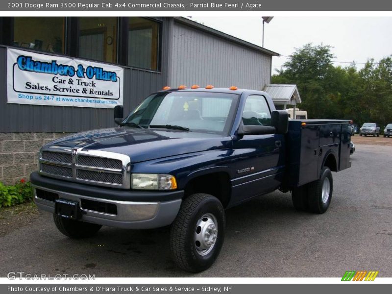 Parriot Blue Pearl / Agate 2001 Dodge Ram 3500 Regular Cab 4x4 Commercial Chassis