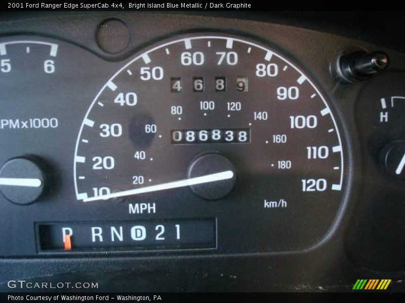Bright Island Blue Metallic / Dark Graphite 2001 Ford Ranger Edge SuperCab 4x4
