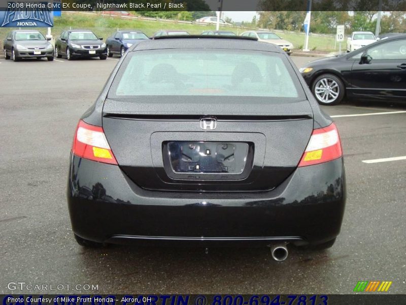 Nighthawk Black Pearl / Black 2008 Honda Civic EX Coupe