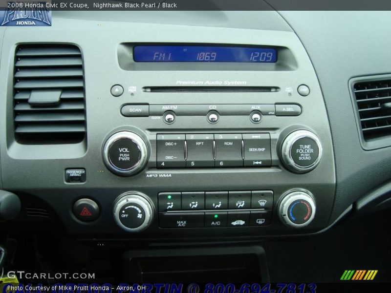 Nighthawk Black Pearl / Black 2008 Honda Civic EX Coupe