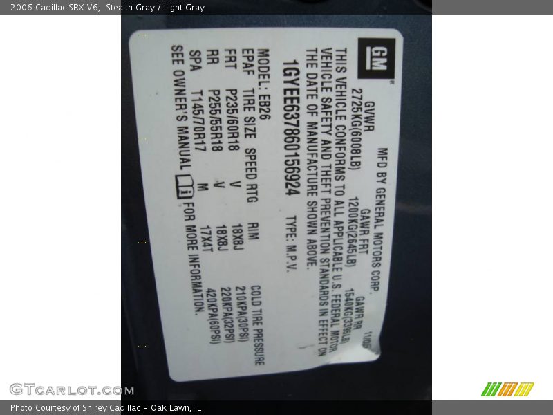 Stealth Gray / Light Gray 2006 Cadillac SRX V6
