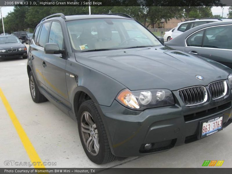 Highland Green Metallic / Sand Beige 2006 BMW X3 3.0i