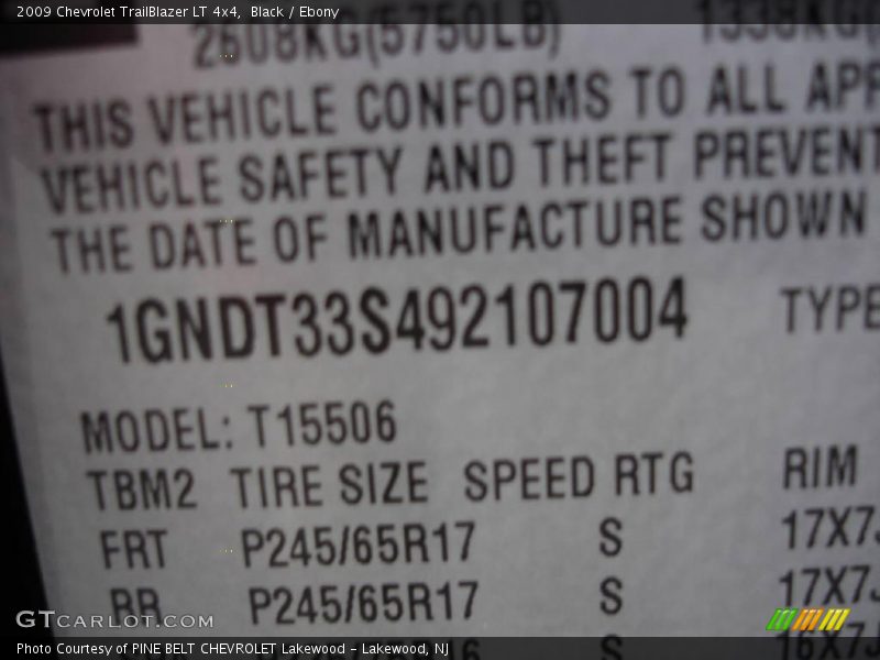 Black / Ebony 2009 Chevrolet TrailBlazer LT 4x4