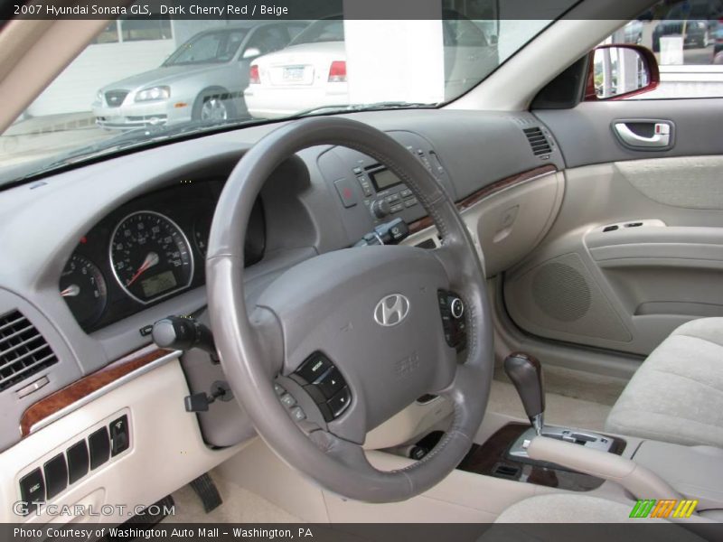 Dark Cherry Red / Beige 2007 Hyundai Sonata GLS