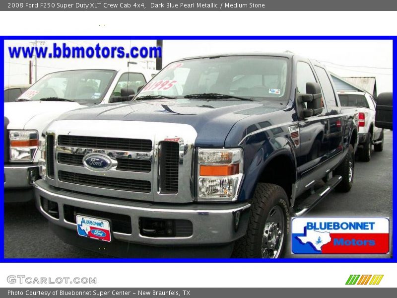 Dark Blue Pearl Metallic / Medium Stone 2008 Ford F250 Super Duty XLT Crew Cab 4x4